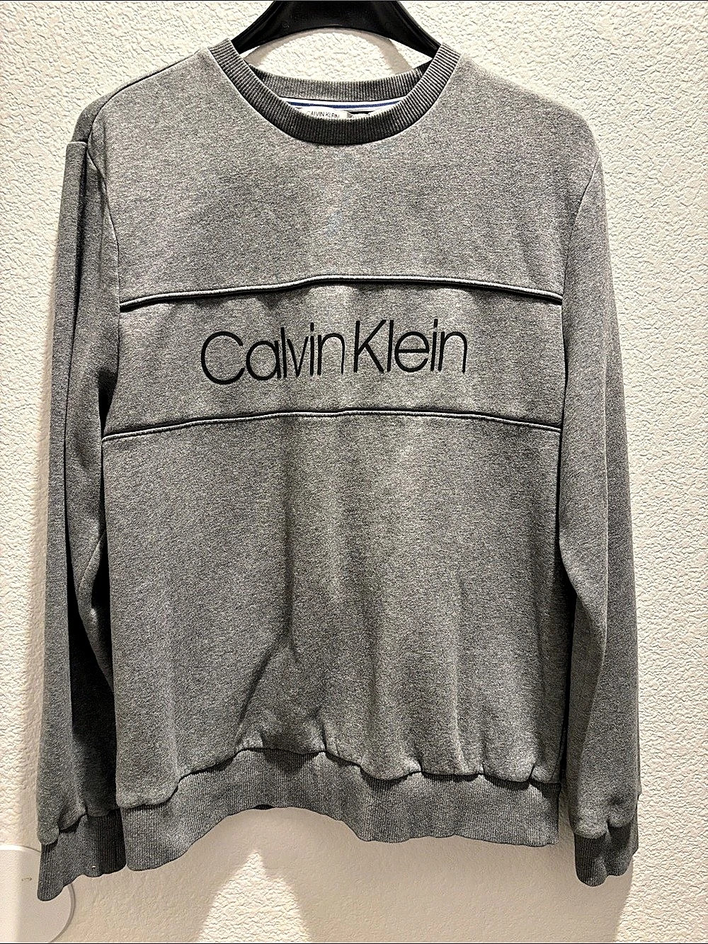 Calvin Klein Monologo Fleece Crewneck Sweatshirt Gray Large